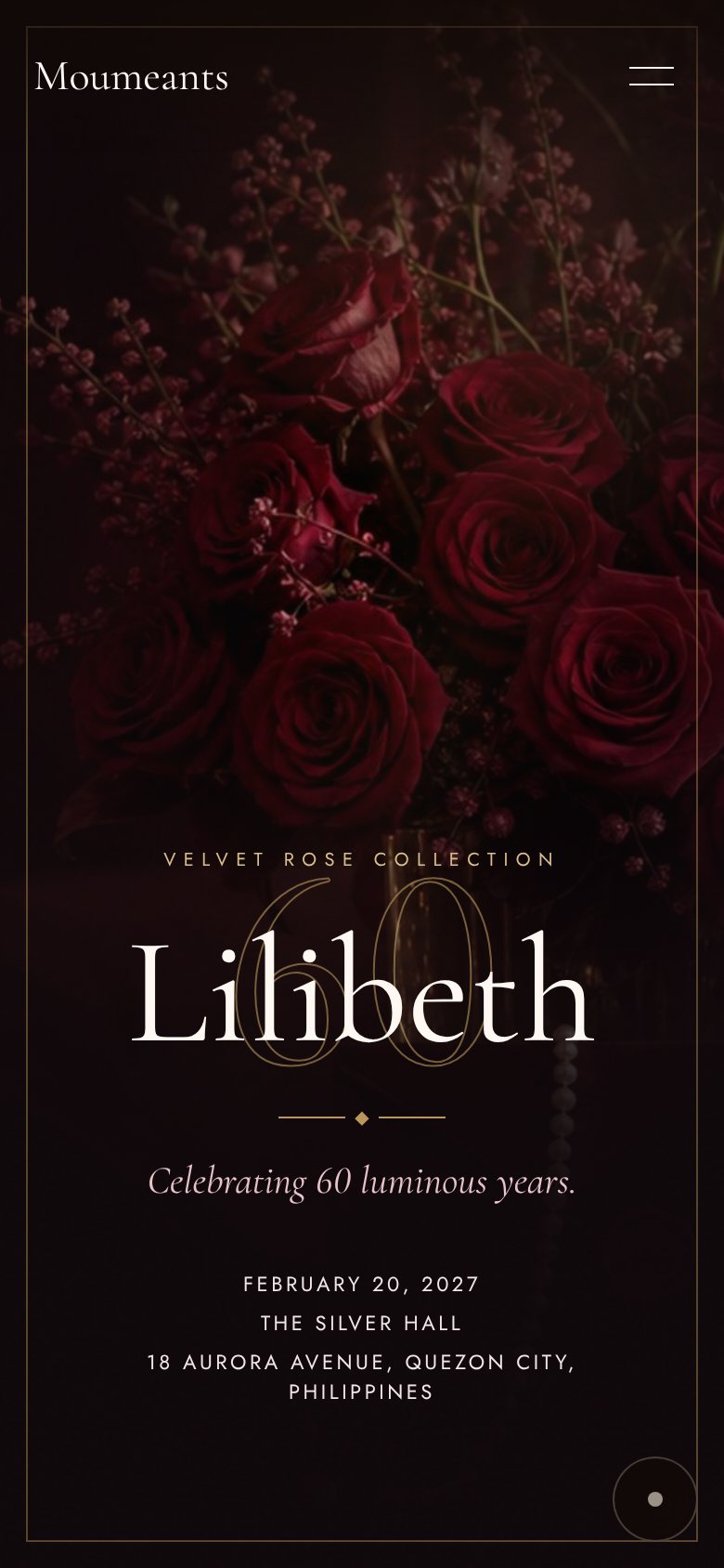Velvet Rose Collection invitation on a phone, opening screen